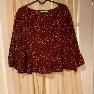 Floral Burgundy Peplum Top